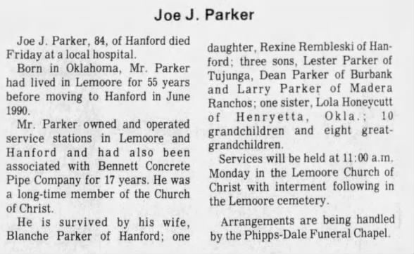 Obituary for Joe J. Parker (Aged 84)